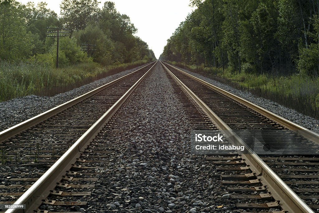 Vision for the Future Color photo of a pair of train tracks extending into the distance. Aspirations Stock Photo