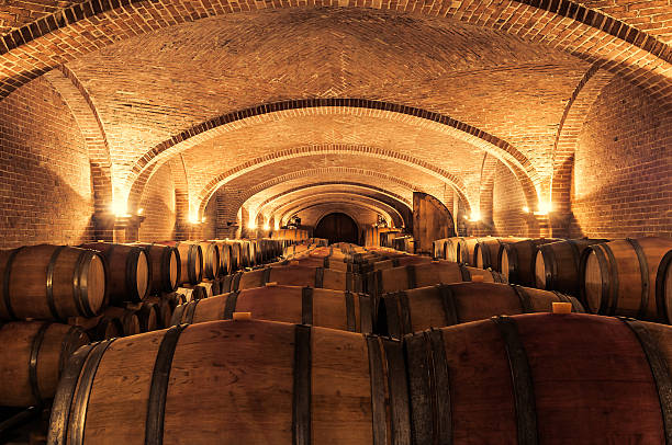 와인 cellar - winery wine cellar barrel 뉴스 사진 이미지