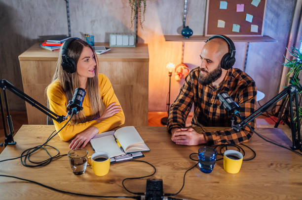istock Colleagues recording podcast together 1820296070