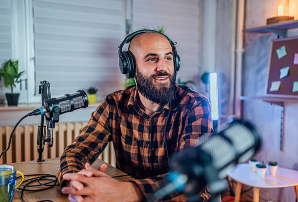 istock Male creator recording podcast 1820296333