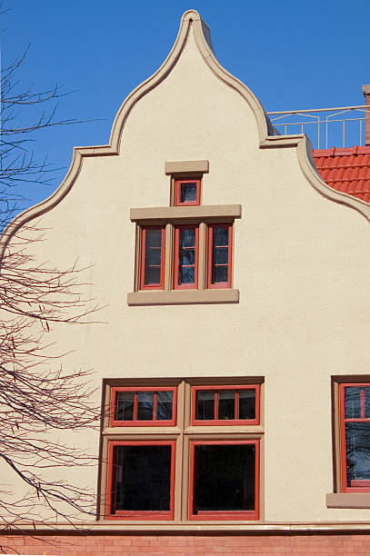 Home with interesting oriental archetectural detail.