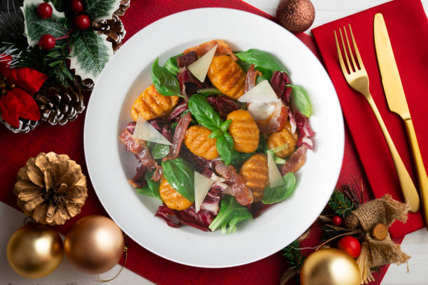 istock Gnocchi salad with bacon and Italian cheese. 1820297443