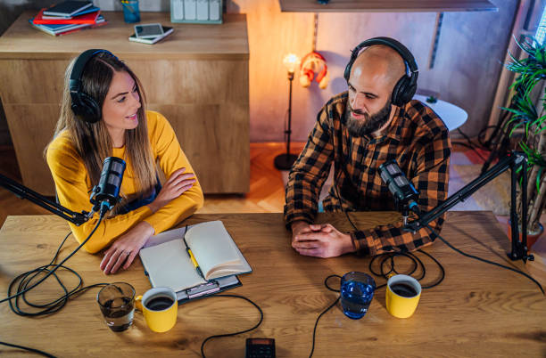 istock Colleagues recording podcast together 1820298633