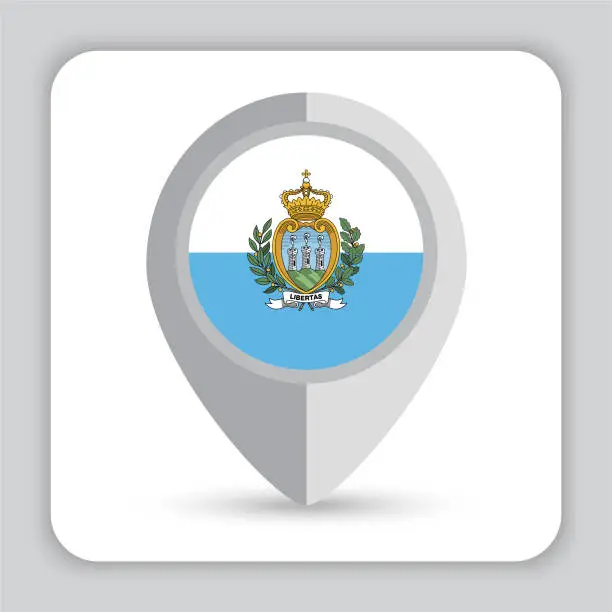 Vector illustration of San Marino Flag Pin Map Icon