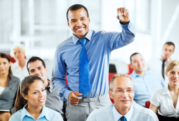 istock Group of businesspeople on a seminar 182030241