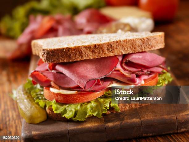 Pastrami Sandwich Stock Photo - Download Image Now - Sandwich, Delicatessen, Pastrami