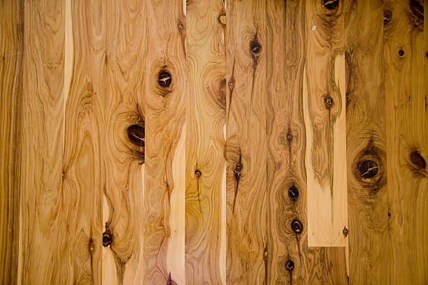 legno pavimento in piastrelle - knotted wood plank wall abstract texture foto e immagini stock