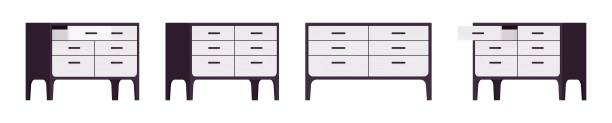 引き出しチェスト、ドレッサー、ナイトスタンド収納、ベッドルームアクセントセット - closet cabinet dresser drawer点のイラスト素材／クリップアート素材／マンガ素材／アイコン素材