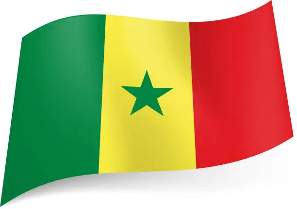 Vector illustration of State flag of Senegal.