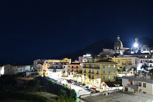 Panoramic view OF a village on the Amalfi coast in the province of Salerno.
