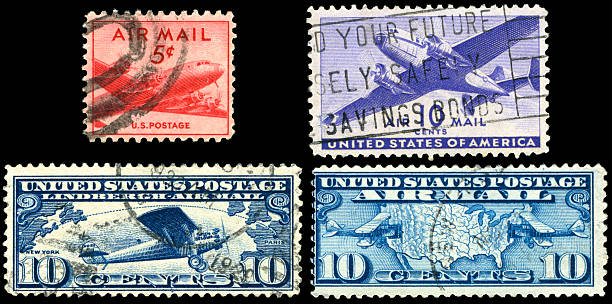 istock Old US AirMail Stamps 182035282