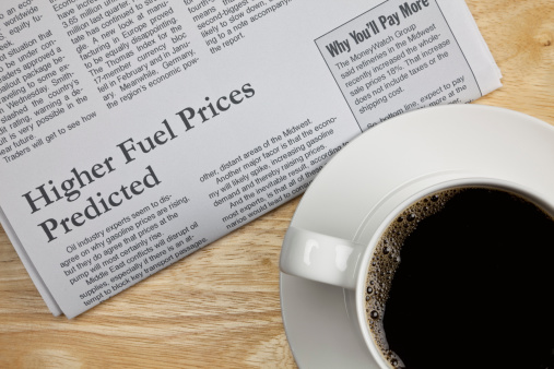 A newspaper (fake) with a headline about high fuel pricesClick on the banner below to see more photos like this.