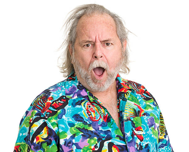 Shocked Man In Tropical Hawaiian Shirt