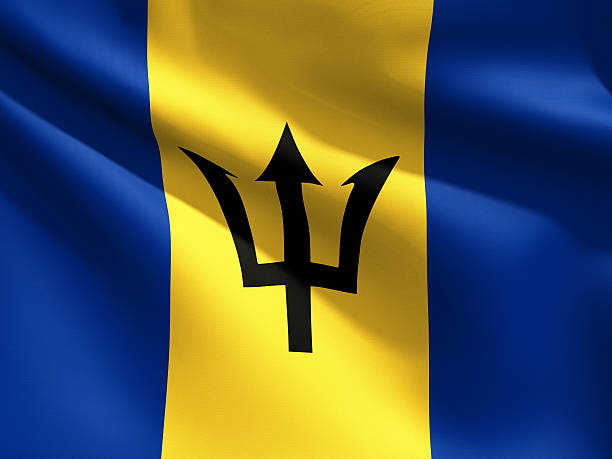 Gros plan du drapeau de la Barbade - Photo