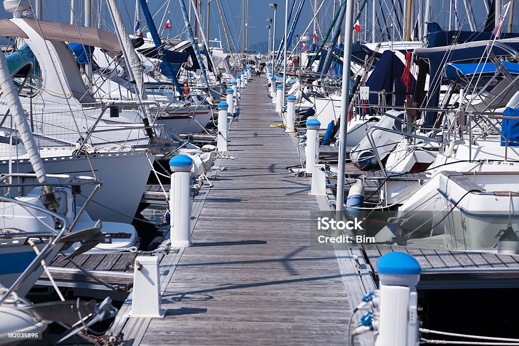 Yachts and Boats at Harbor rows of yachts in marina, Frejus, Saint Raphael, Cote d'Azur, French Riviera, France, Europe, Aquatic Sport Stock Photo