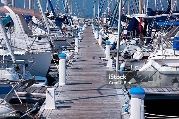 Yachts And Boats At Harbor Stock Photo - Download Image Now - Aquatic Sport, Blue, Clear Sky
