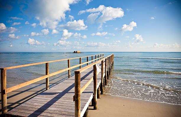 istock Wooden pontoon bridge 182036418