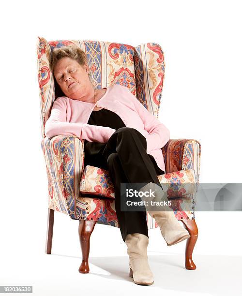 Seniors Elderly Woman Sleeping In Comfortable Armchair Stock Photo -  Download Image Now - iStock