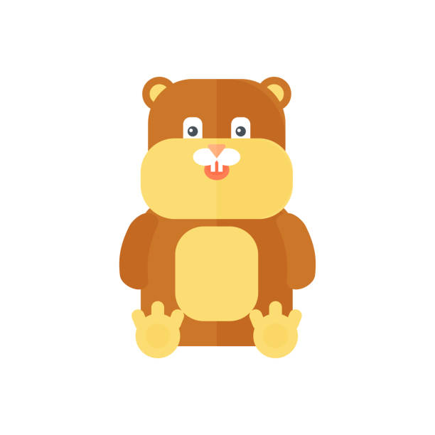 Cute baby beaver with funny happy face, animal for childish decoration Cute baby beaver with funny happy face, animal for childish decoration vector illustration clip art of baby beaver stock illustrations
