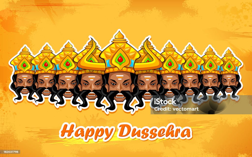 Dussehra szczęśliwy - Grafika wektorowa royalty-free (Demon - postać fikcyjna)