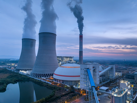 Night view of thermal power plant