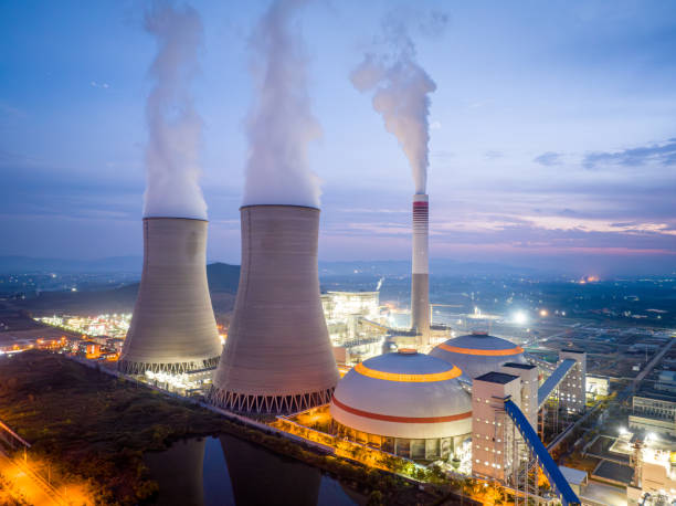 istock Night view of thermal power plant 1820379355