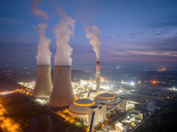 istock Night view of thermal power plant 1820385705