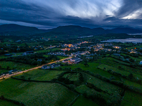 Aerial view of Ardara in County Donegal - The town that once has been voted the best village to live in in Ireland by the Irish Times