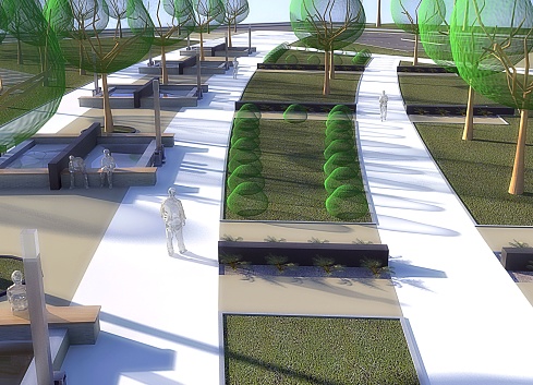 3D Render Urban Planning / Park Area