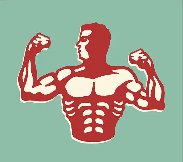 Vector illustration of Muscular Man Flexing Biceps