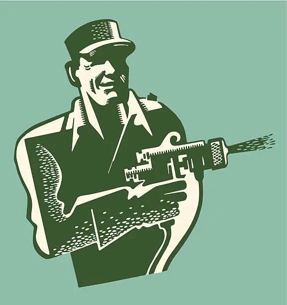 Vector illustration of Man Shooting a Paint Gun