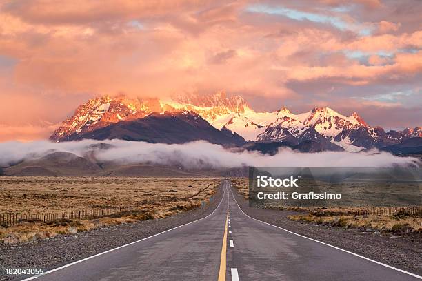Dramatic Sky Over Empty Highway In Argentina Patagonia Stock Photo - Download Image Now