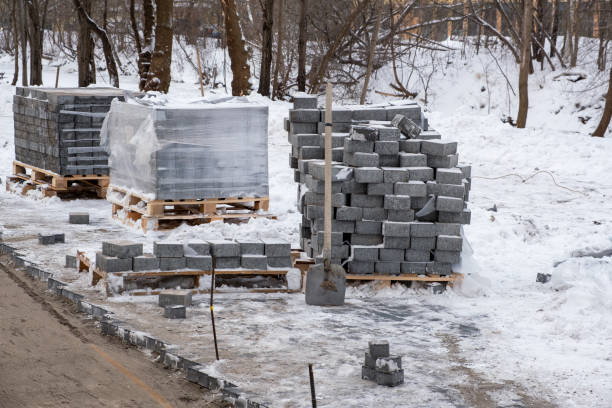 istock Stacks of paving slabs at a construction site 1820458675