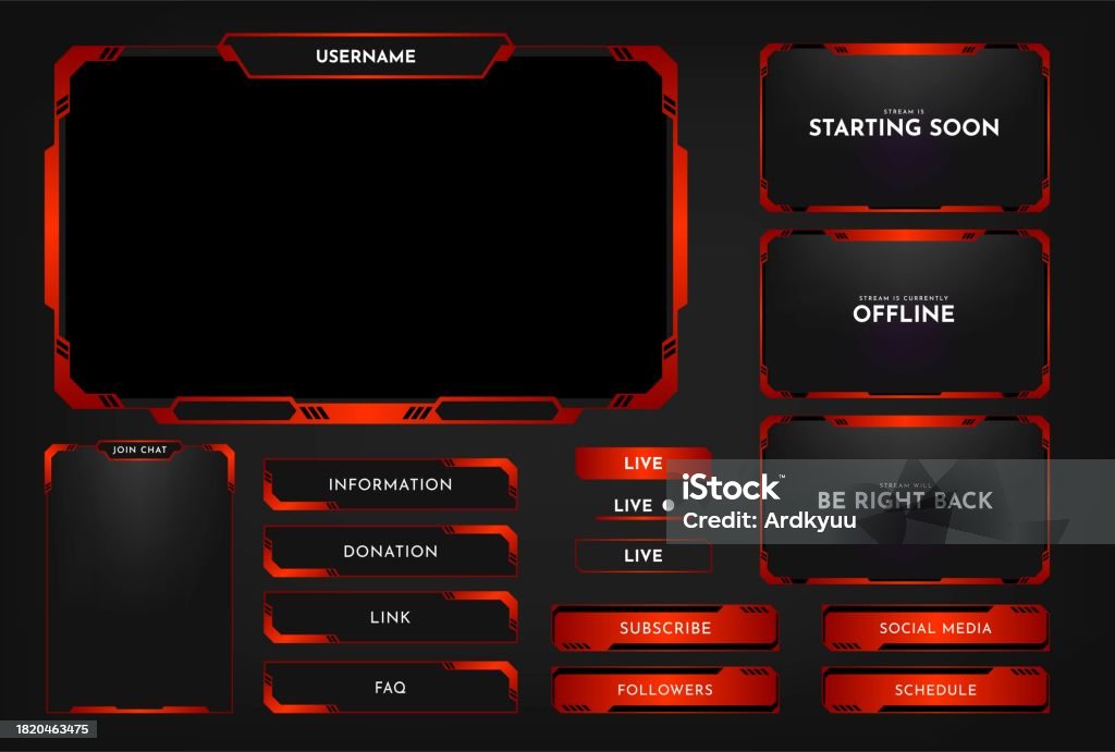 Faide Stream Layout Live Stream Overlay Panel Design Template Futuristic Digital Streaming ...
