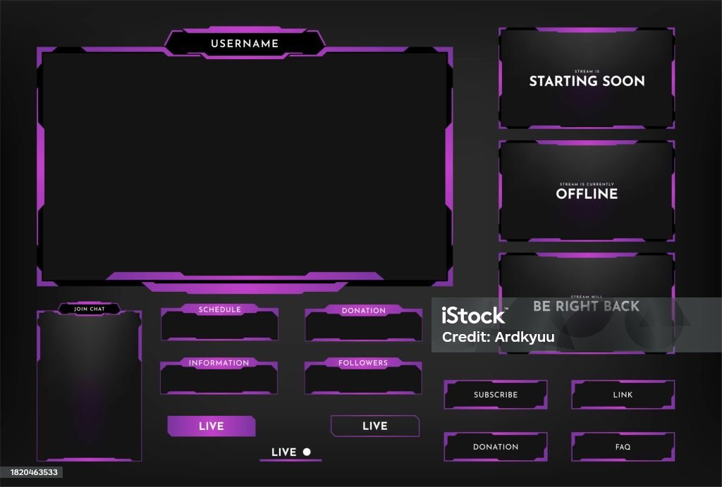 Stream Overlay Panel Design Template Futuristic Digital Streaming ...