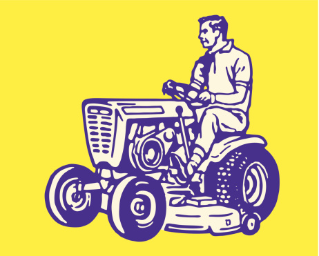 Man Driving Lawn Tractor