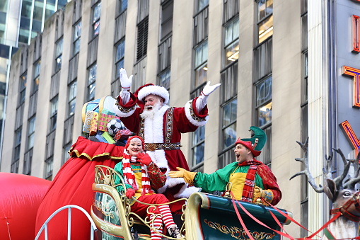 Santa Claus waves to the crowds from on top of the Macy's Santa's Sleigh float the during The 97th Macy's Thanksgiving Day Parade in New York, Thursday, Nov. 23, 2023. (Photo: Gordon Donovan)