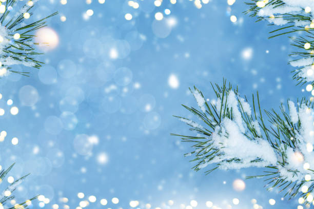 istock Blurred. Christmas tree. Coniferous spruce branch. Frozen winter forest with snow covered trees. 1820487713