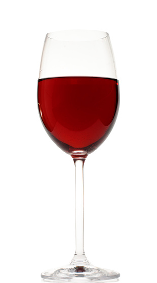 Empty glass for wine, water, juice or milk on white background with clipping path