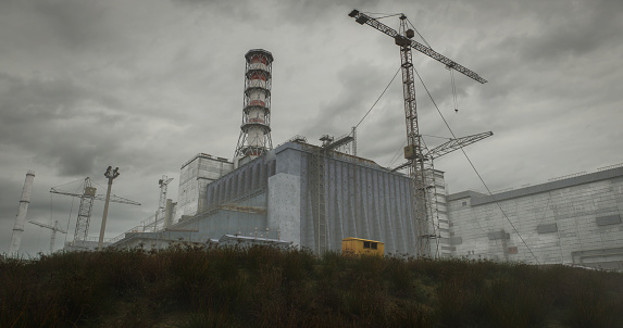 Digitally generated Chornobyl NPP (the original/old sarcophagus covering the destroyed reactor no. 4) on a dark and cloudy day.

The scene was created in Autodesk® 3ds Max 2024 with V-Ray 6 and rendered with photorealistic shaders and lighting in Chaos® Vantage with some post-production added.