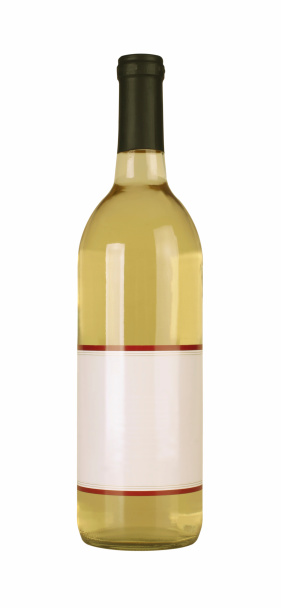 Bottle of white wine, isolated. Clipping path included.