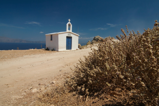 San Adrián church, seascape in Costa da Morte, A Coruña province, Galicia, Spain.