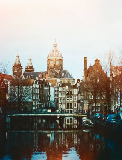 istock Canal in Amsterdam at sunset 1820511681