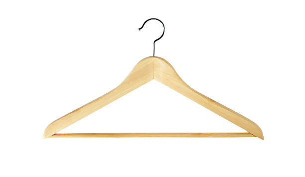 Coat Hanger + Outline Paths Light wood coat hanger isolated on white. File contains OUTLINE PATHS for easy editing. coathanger stock pictures, royalty-free photos & images