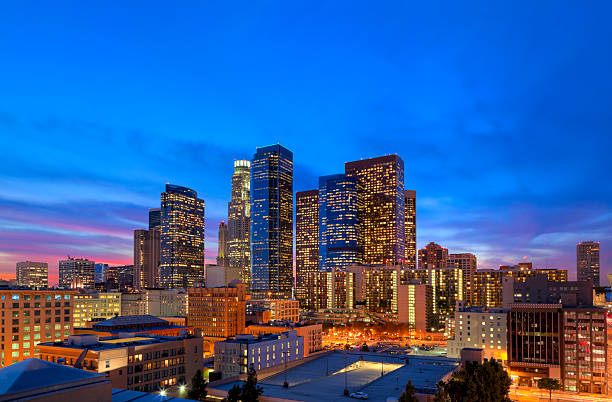 Downtown Los Angeles at Dusk stock photo