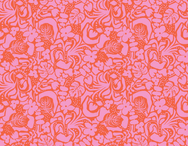 istock Trendt abstract seamless vector patterns in Fauvist style withNature Botanical garden flower abd leaves 1820537668