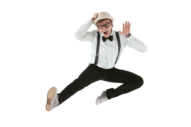 istock Portrait of a man jumping 182053916