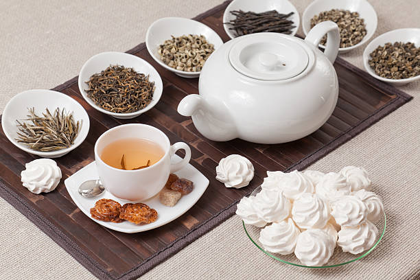 istock Various kinds of tea with cup and teapot 182054055