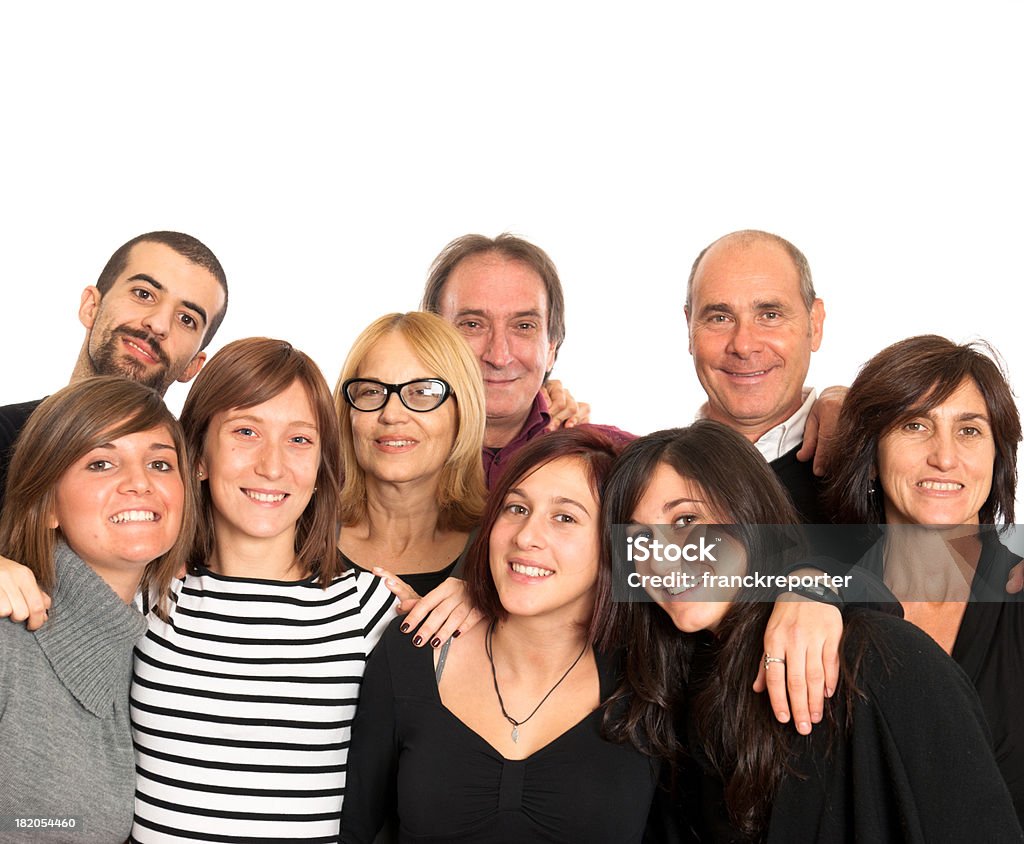 FAMIGLIA FELICE isolato su sfondo bianco - Foto stock royalty-free di Adolescente