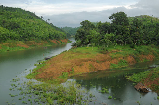 istock River Mountain and house in forest, Thailand 182054514